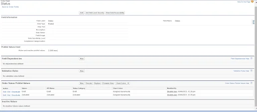 Activated picklist value is available for Order Status