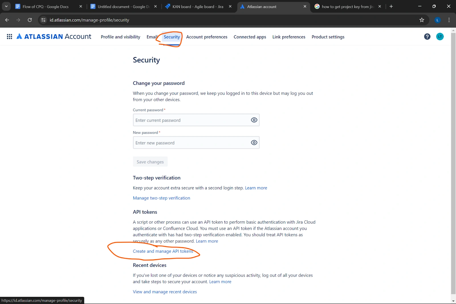Click on security tab