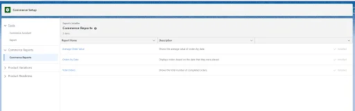 Commerce App  navigation menu