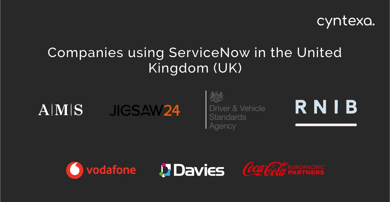 companies using ServiceNow in the United Kingdom (UK) dark