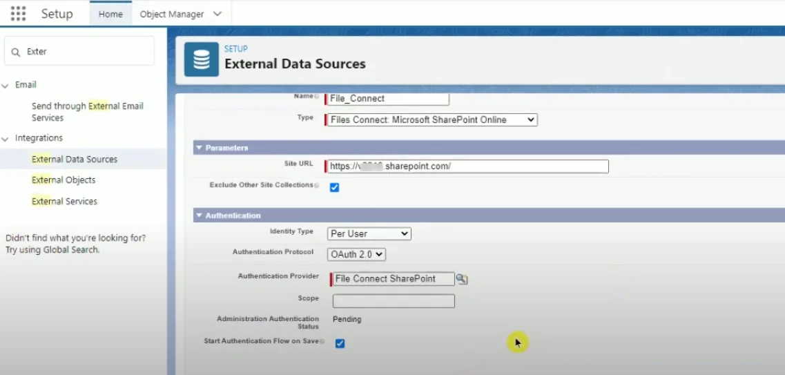 Create new external data sources