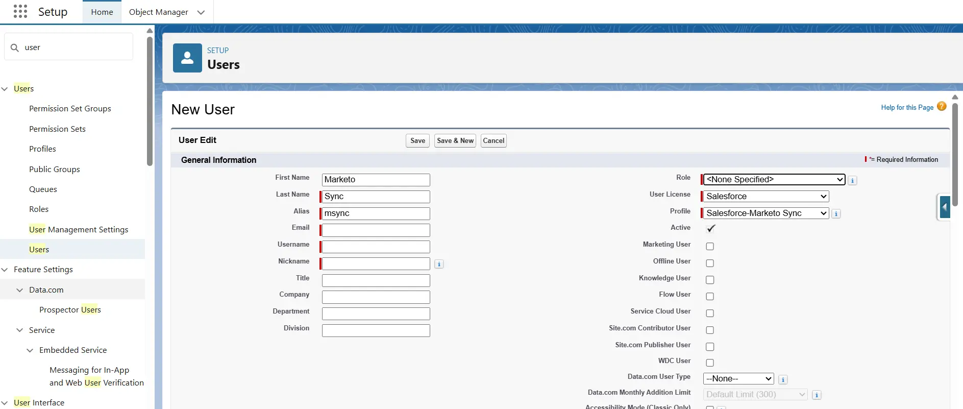 Create new users using above profile - provide username and email