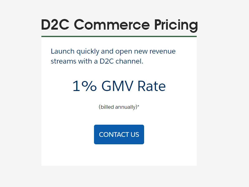 D2C Commerce Cloud Pricing