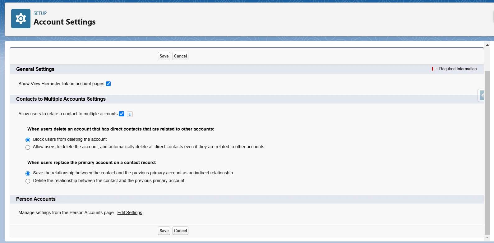 Enable contacts to relate with multiple accounts