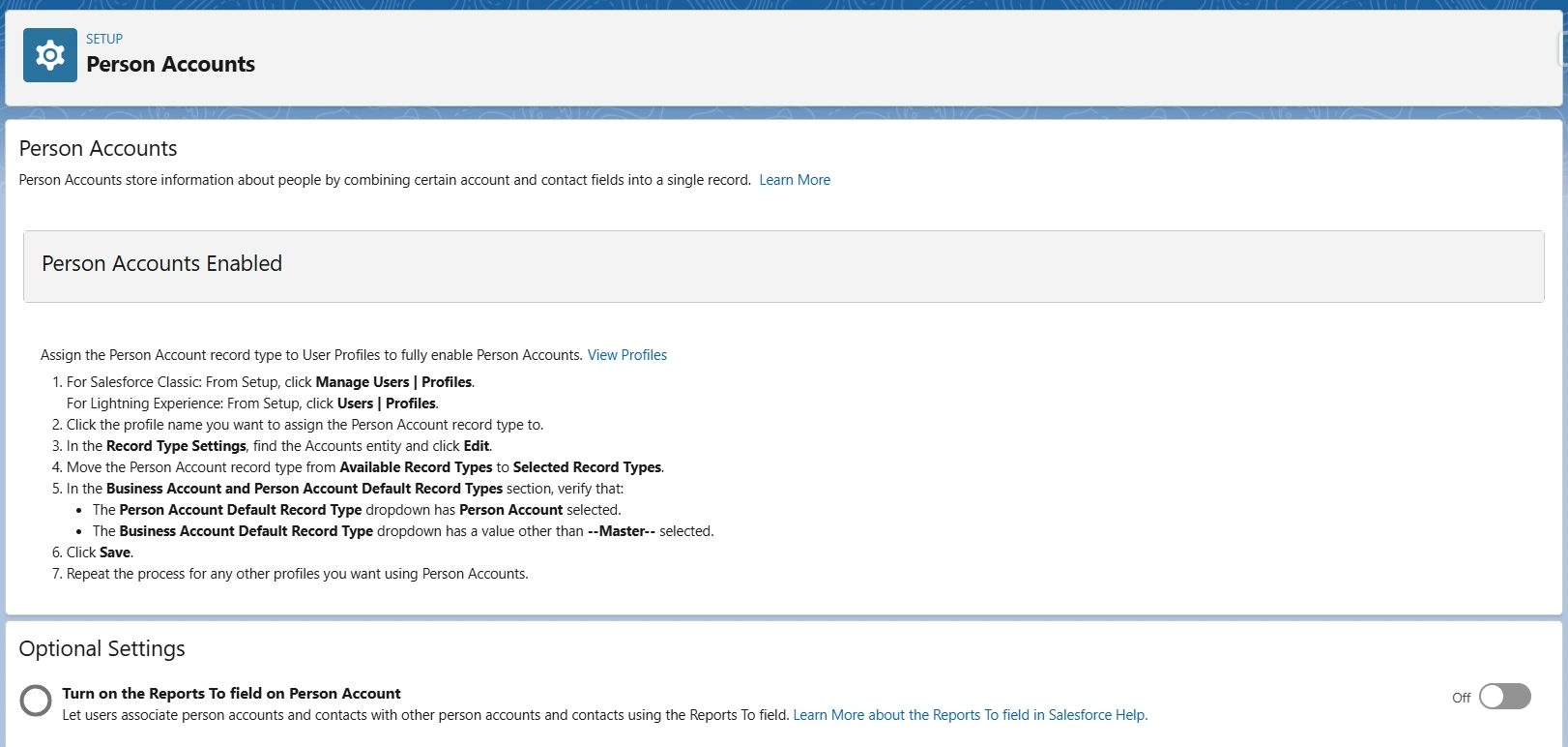 Enable Person Accounts