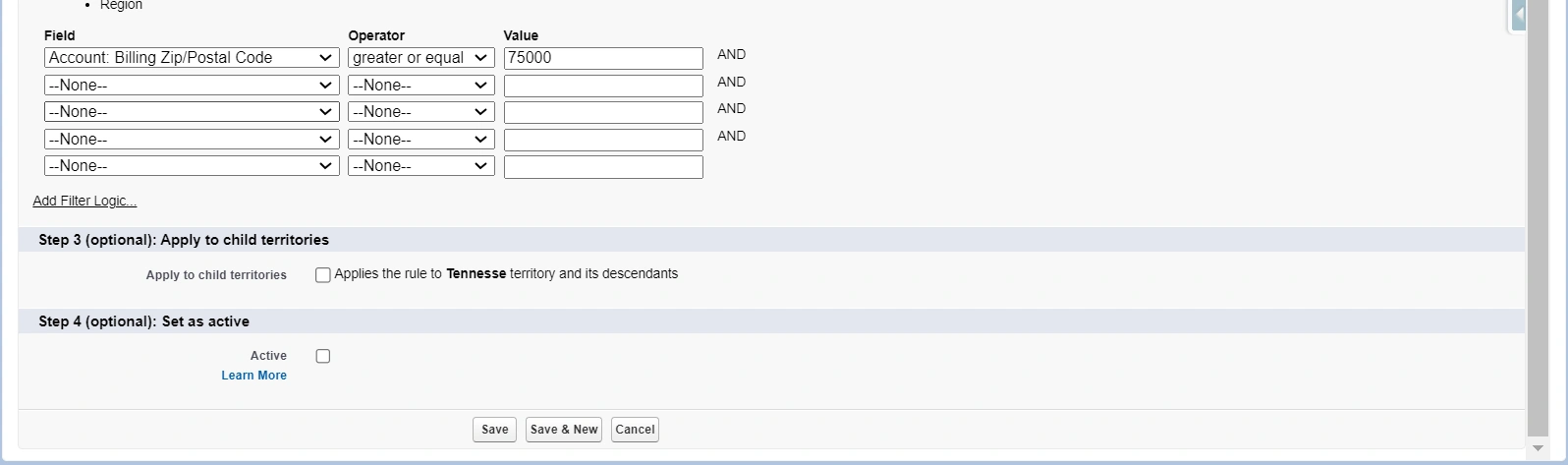 Enter Selection Criteria