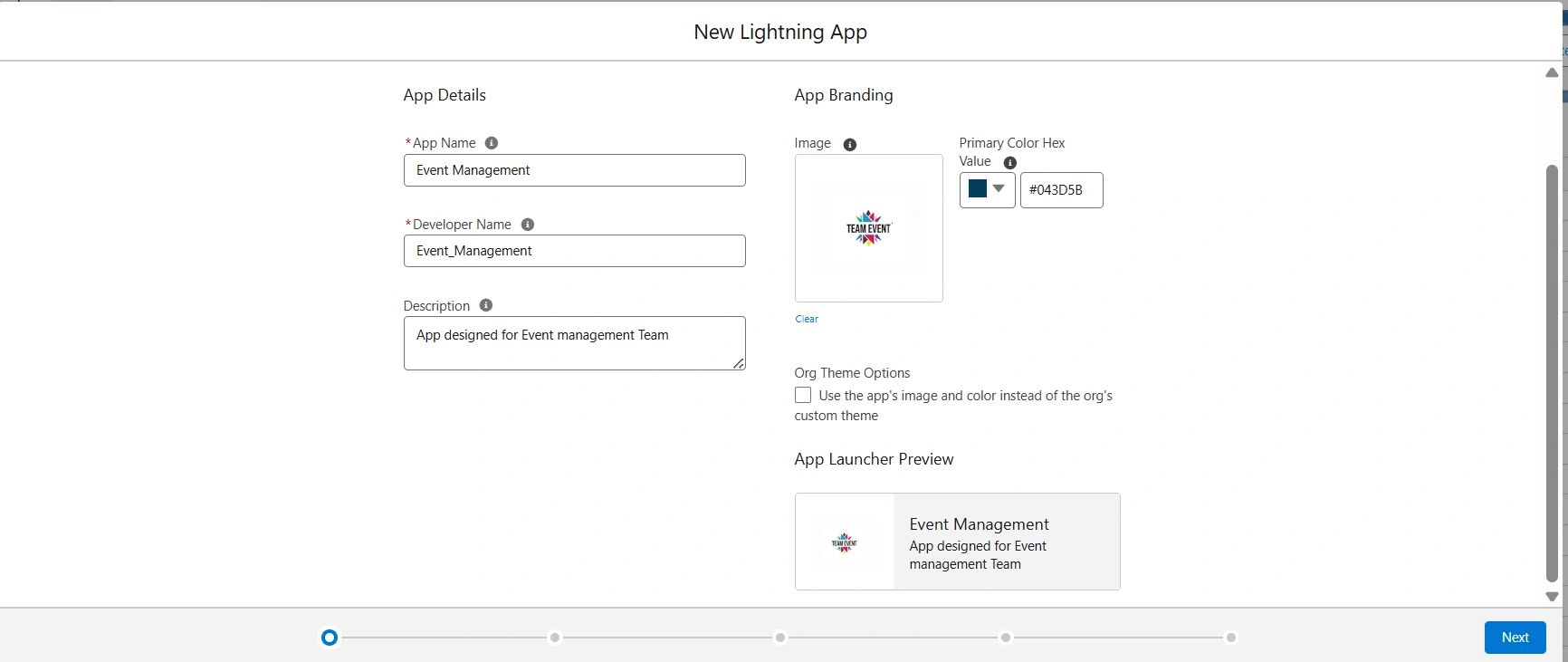 Fill all the details required for building an app