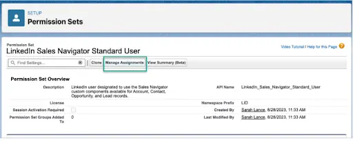 LinkedIn Sales Navigator Standard User Permission