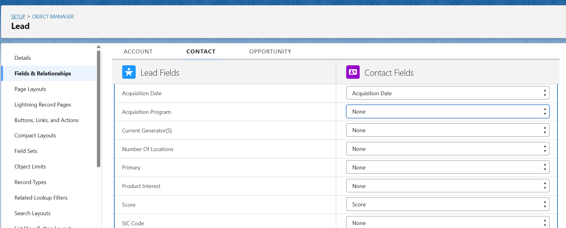 Map your newly created fields
