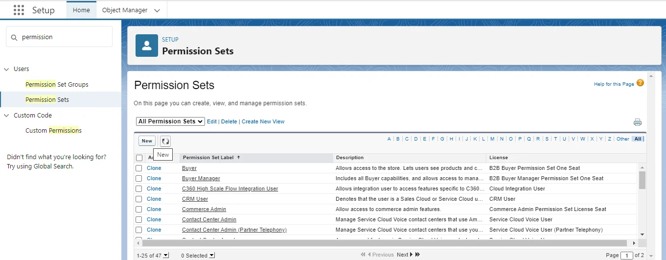 Create new permissions and set accordingly