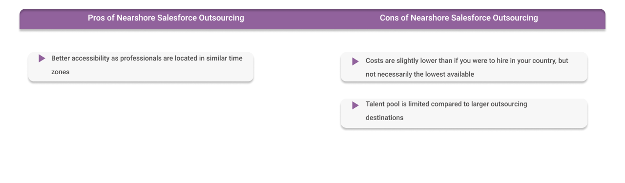 pros and cons of nearshore salesforce outsourcing