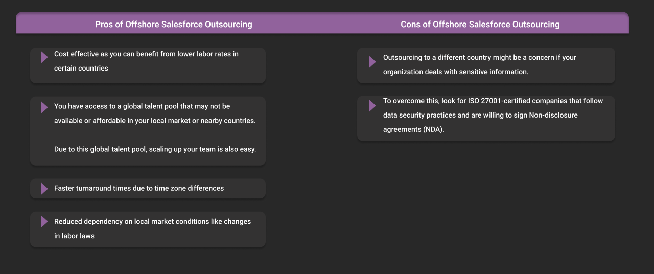 pros and cons of offshore salesforce outsourcing dark