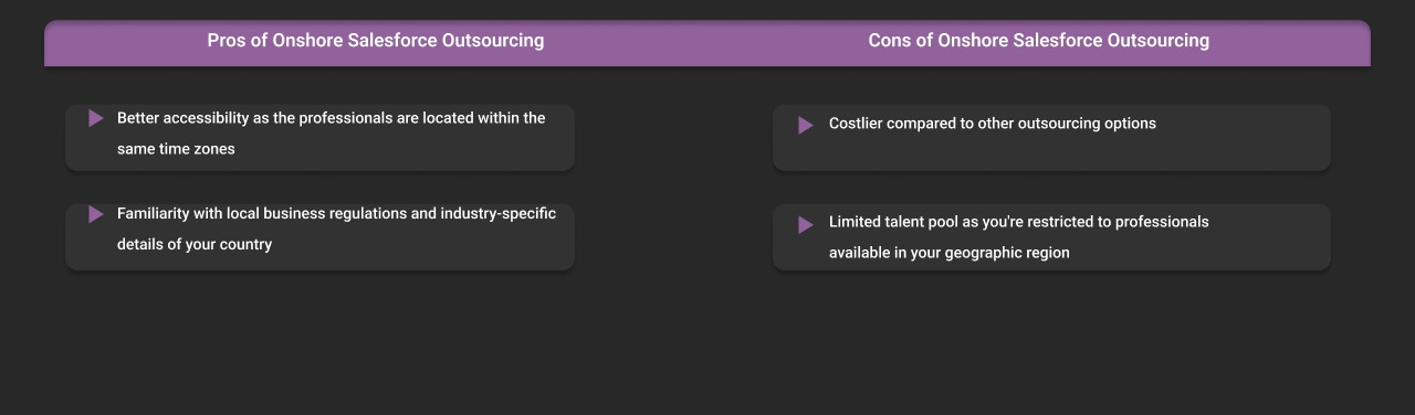 pros and cons of onshore salesforce outsourcing dark