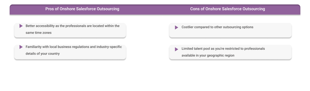 pros and cons of onshore salesforce outsourcing