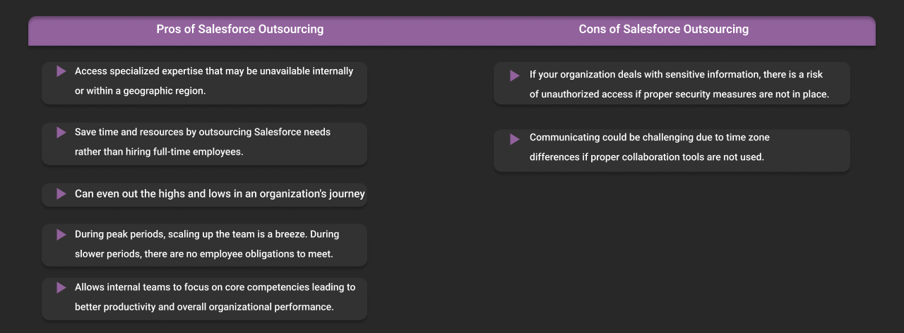 pros and cons of salesforce outsourcing dark