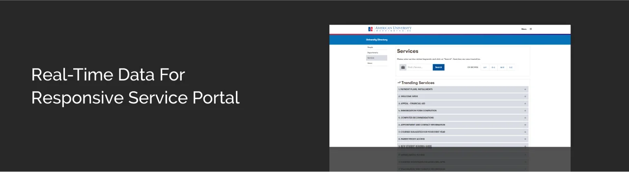 real time data for a responsive service portal dark