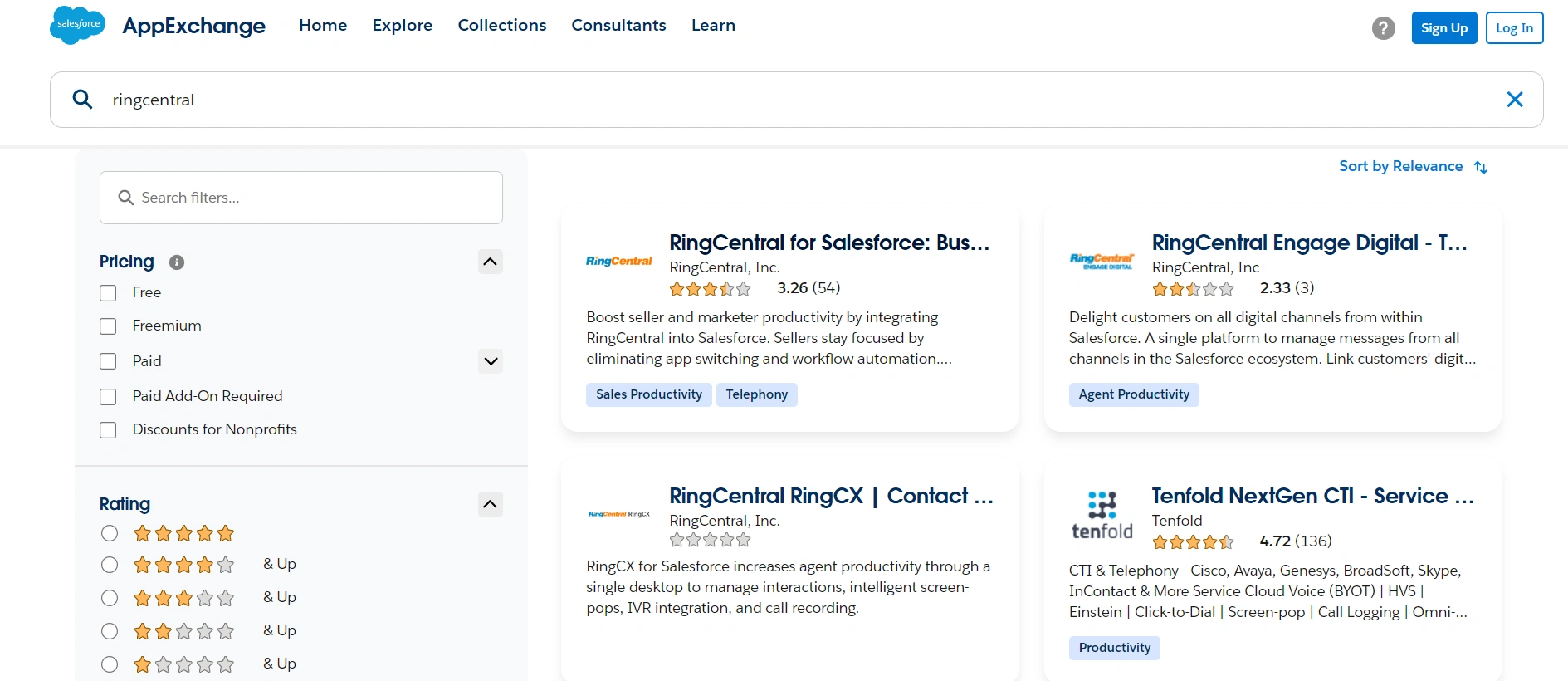 Search and opt for Ringcentral