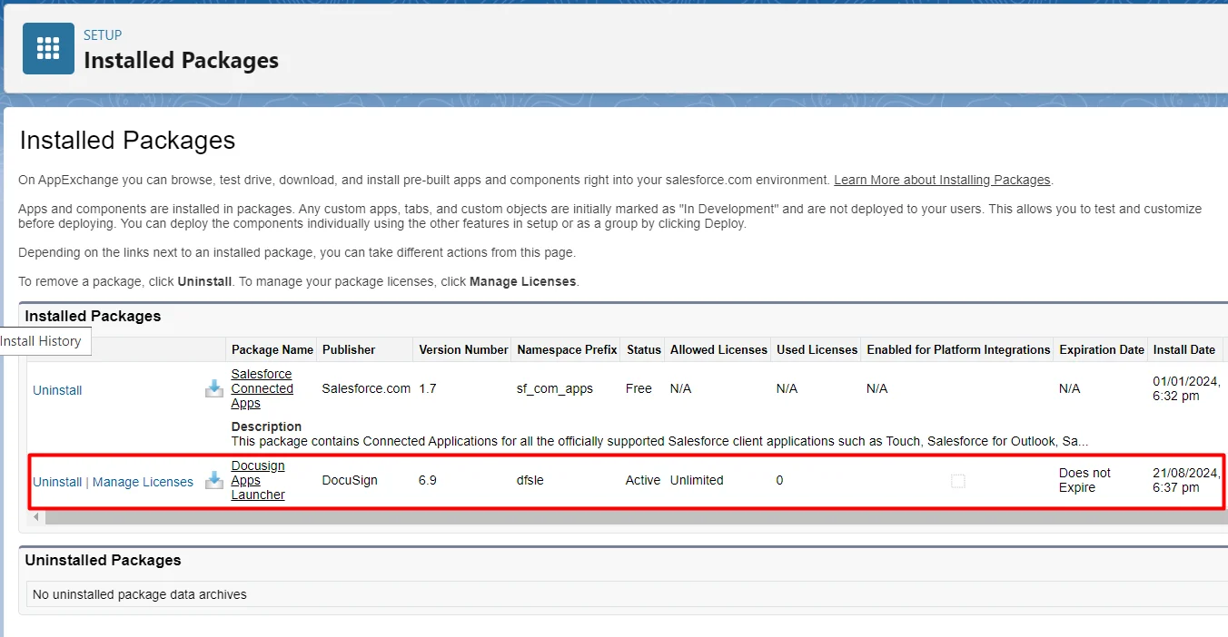 search for installed packages