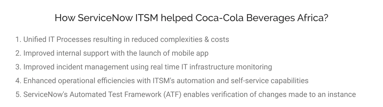 servicenow itsm helps coca-cola beverages africa
