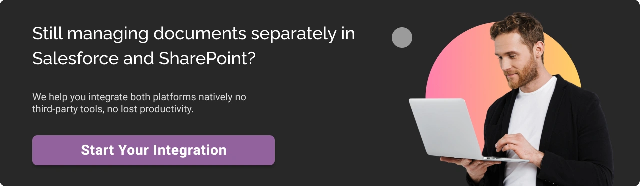 Still managing documents separately in Salesforce and Sharepoint Dark Img