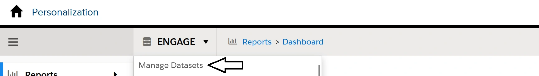 Then Click on Manage Datasets Setup Screenshot