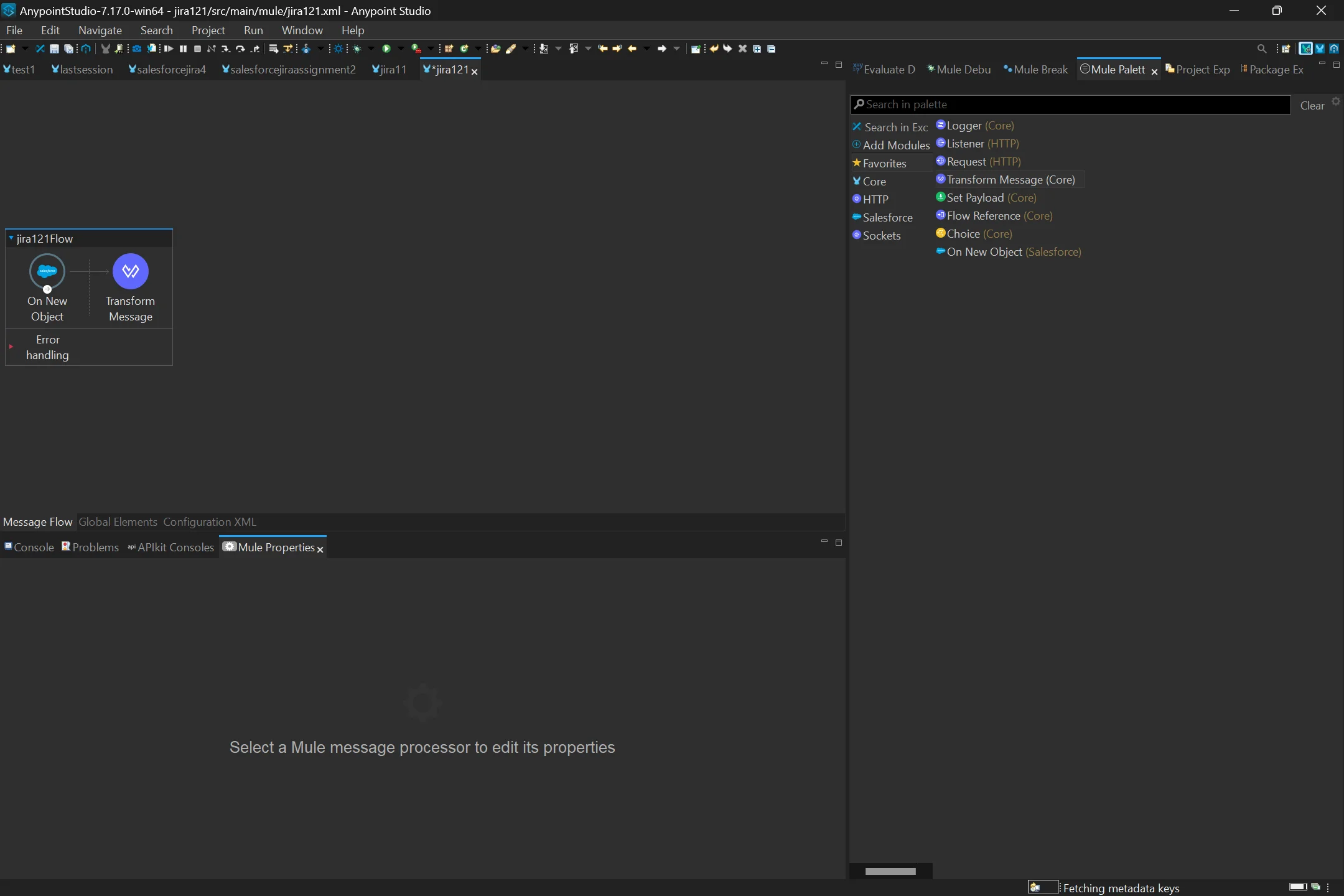 Transform Message Component from the palette to Canvas